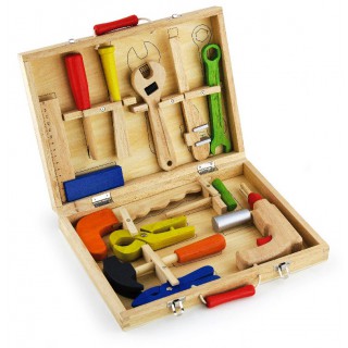 Žaislinis medinis įrankių rinkinys su atsuktuvu lagamine | Viga 50388